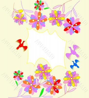 Beautiful abstract background with bright flowers and place for text Beautiful abstract background with bright flowers and place for text