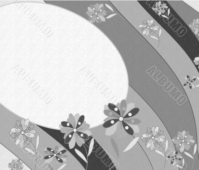 Beautiful black and white background with abstract flowers and place for text