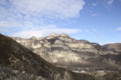 Mountain landscape, view of the top of the gorge 