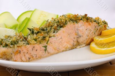 Baked salmon with a spicy crust