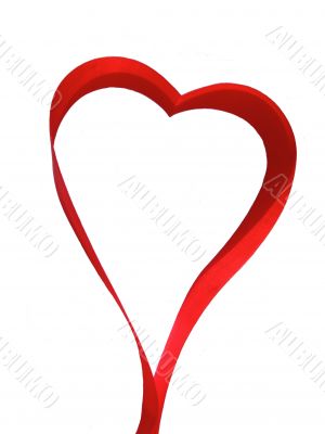 Heart made of red silky ribbon