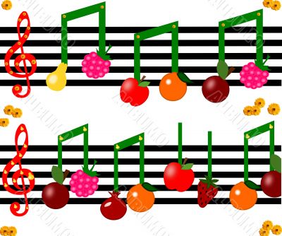 Fruit as notes on a musical figure