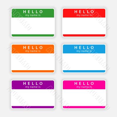 badges "Hello my name is..." badges "Hello my name is..."
