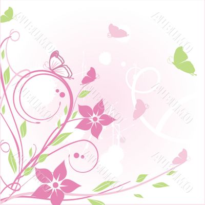 Floral card with butterfly