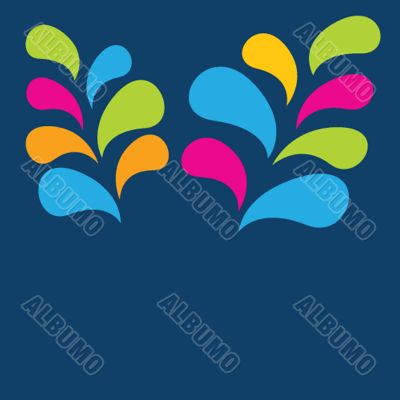 Bright greetings card with flowers and buttons