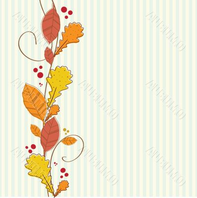 Vertical seamless border with autumn background.