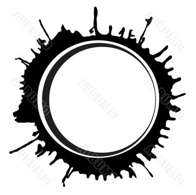 Abstract round frame with ink spots .