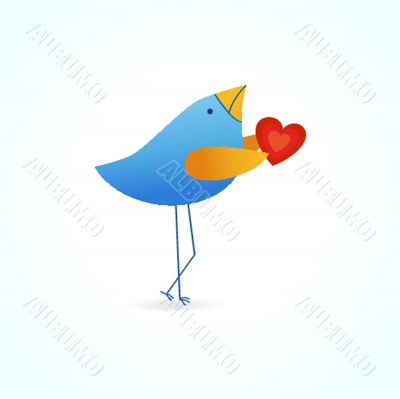 Cute blue birds on the love date