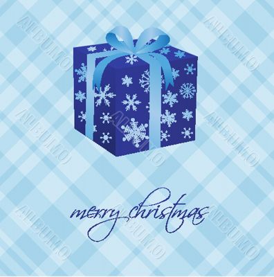 Greeting christmas card with present box