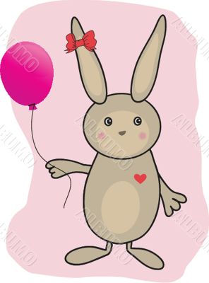 Abstract cartoon  easter card with cute bunny