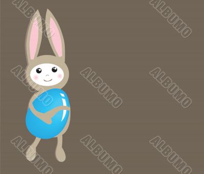 Abstract cartoon  easter card with cute bunny