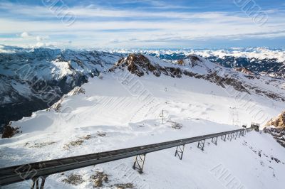 Winter with ski slopes of kaprun resort