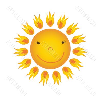 Sun over white - vector illustration