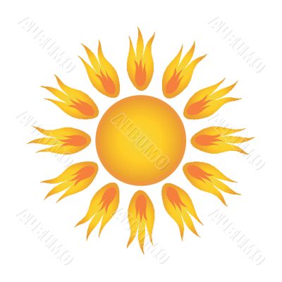 Sun over white - vector illustration