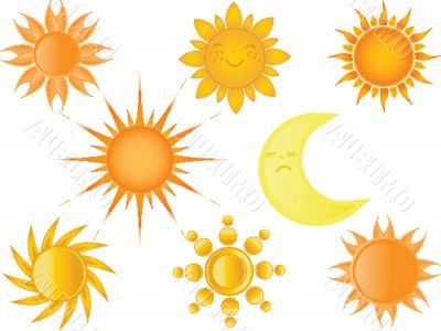 Suns collection. Vector illustration