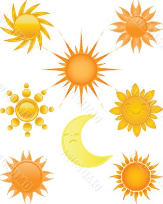 Suns collection. Vector illustration