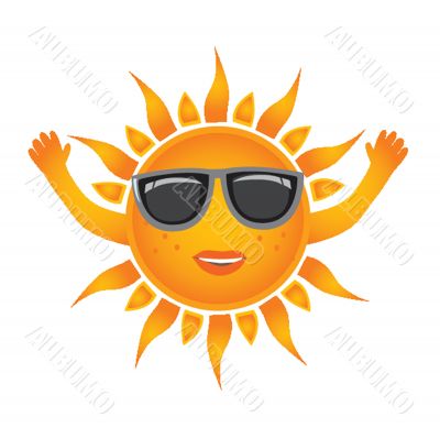 Sun over white - vector illustration