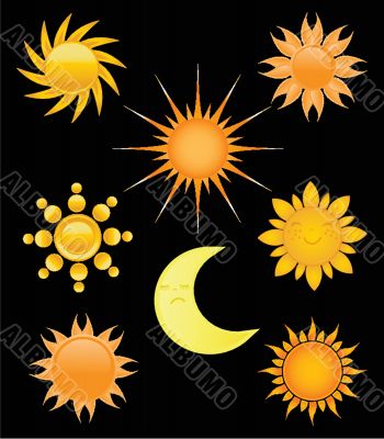 Suns collection. Vector illustration