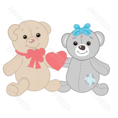 Cute bears couple. Valentines card