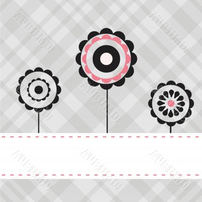 Bright greetings card with flowers and buttons Bright greetings card with flowers and buttons