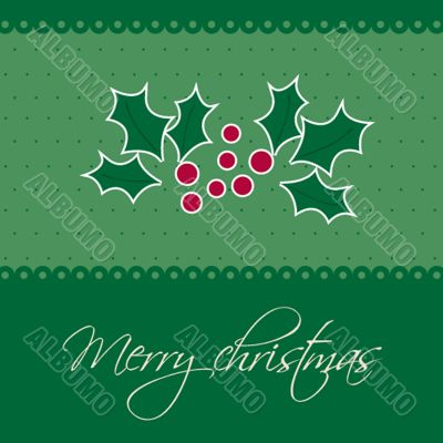 Christmas background with holly berry leaves on dark green background Christmas background with holly berry leaves on dark green background