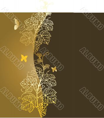 Vintage vector illustration with grape branch