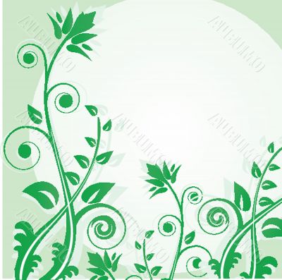 Abstract background with green flowers