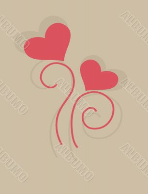 Cute vector background with vintage hearts