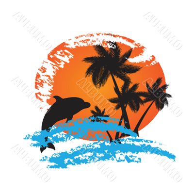 Summer background with grunge beach palms Summer background with grunge beach palms
