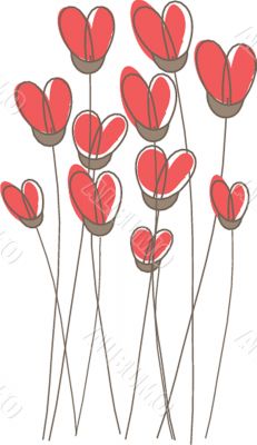 Valentine`s card with flowers and hearts Valentine`s card with flowers and hearts