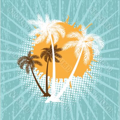Summer background with grunge beach palms Summer background with grunge beach palms