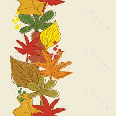 Vertical seamless border with autumn background.