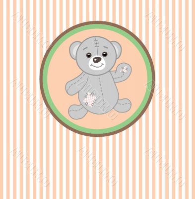 Cute grey teddy bear with patch.