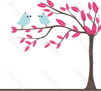 Cute greetings card with birds on a swing Cute greetings card with birds on a swing