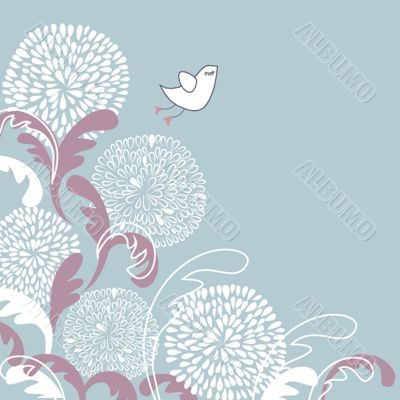 Cute greetings card with birds on a swing Cute greetings card with birds on a swing