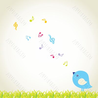 Cute greetings card with birds on a swing Cute greetings card with birds on a swing