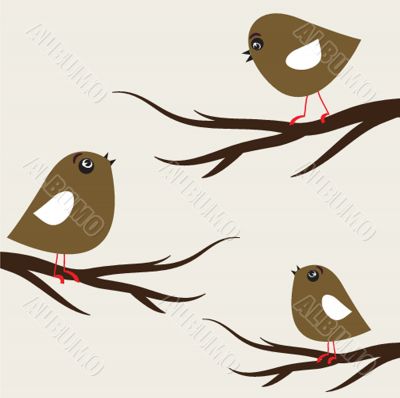 Cute greetings card with birds on a swing