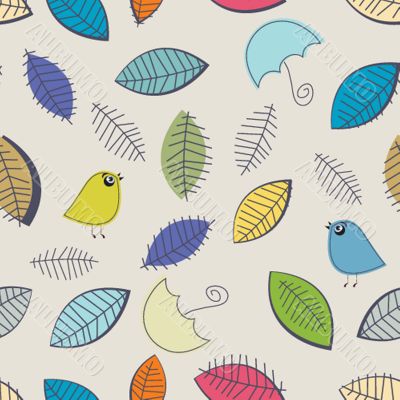 Vintage seamless background with birds