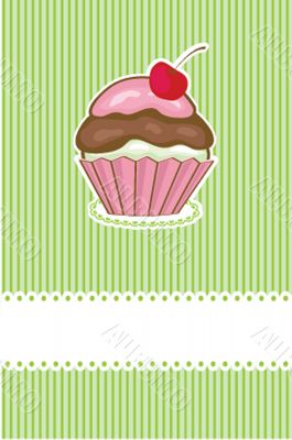 Cute vector background with small cupcake