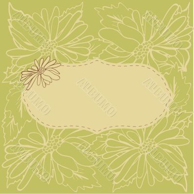 Vintage vector frame on floral background