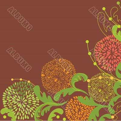 Vintage vector frame on floral background