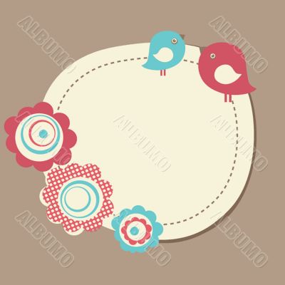 Vintage frame on polka dot background