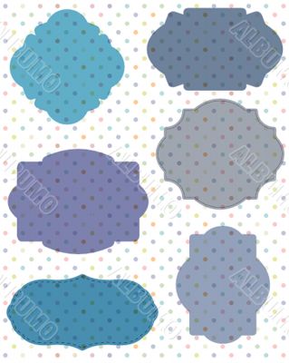 Vintage frame on polka dot background