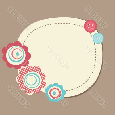 Vintage frame on polka dot background