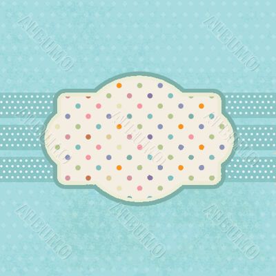 Vintage frame on polka dot background