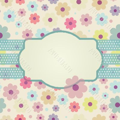 Vintage vector frame on floral background