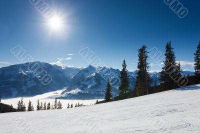 winter with ski slopes of kaprun resort