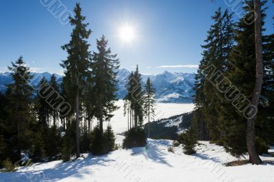 winter with ski slopes of kaprun resort