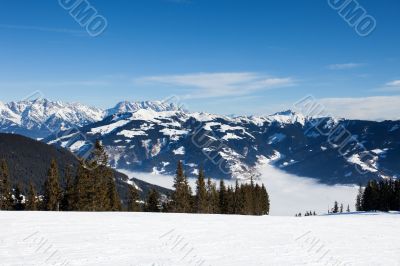 winter with ski slopes of kaprun resort