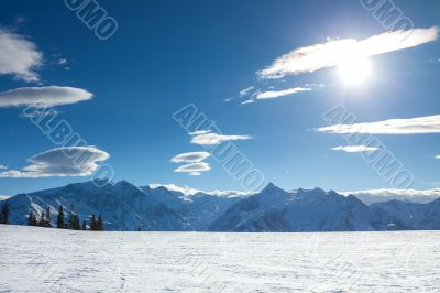 winter with ski slopes of kaprun resort